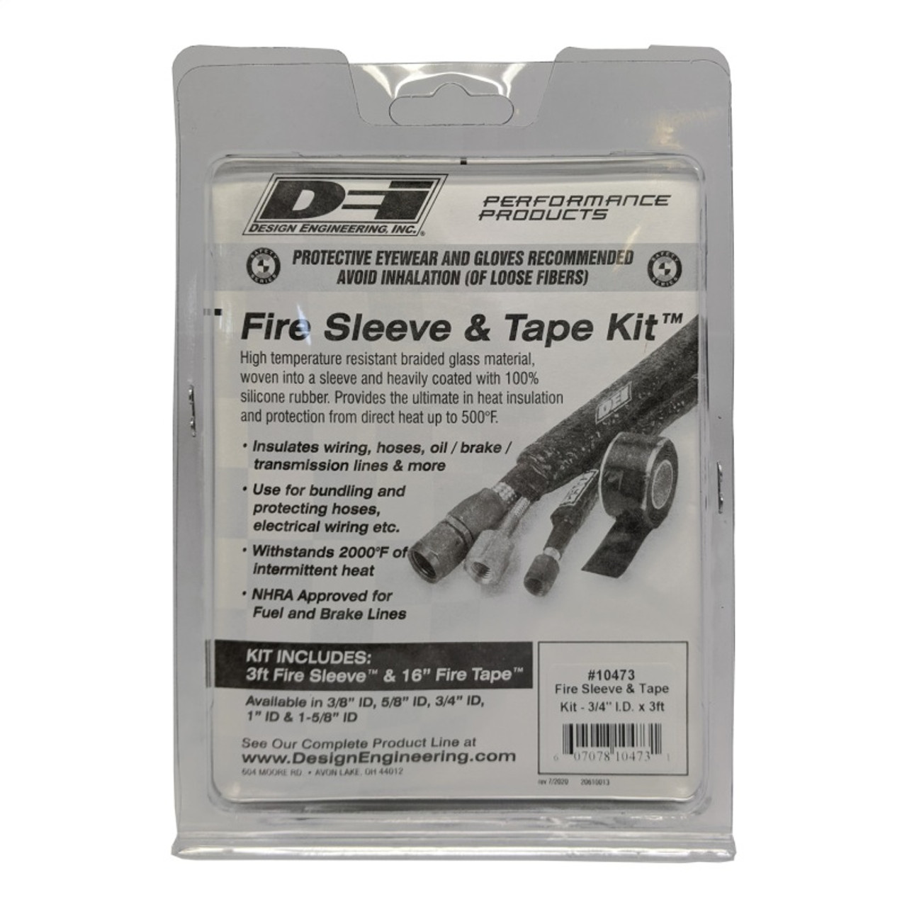 DEI Fire Sleeve and Tape Kit 3/4in I.D. x 3ft - 10473