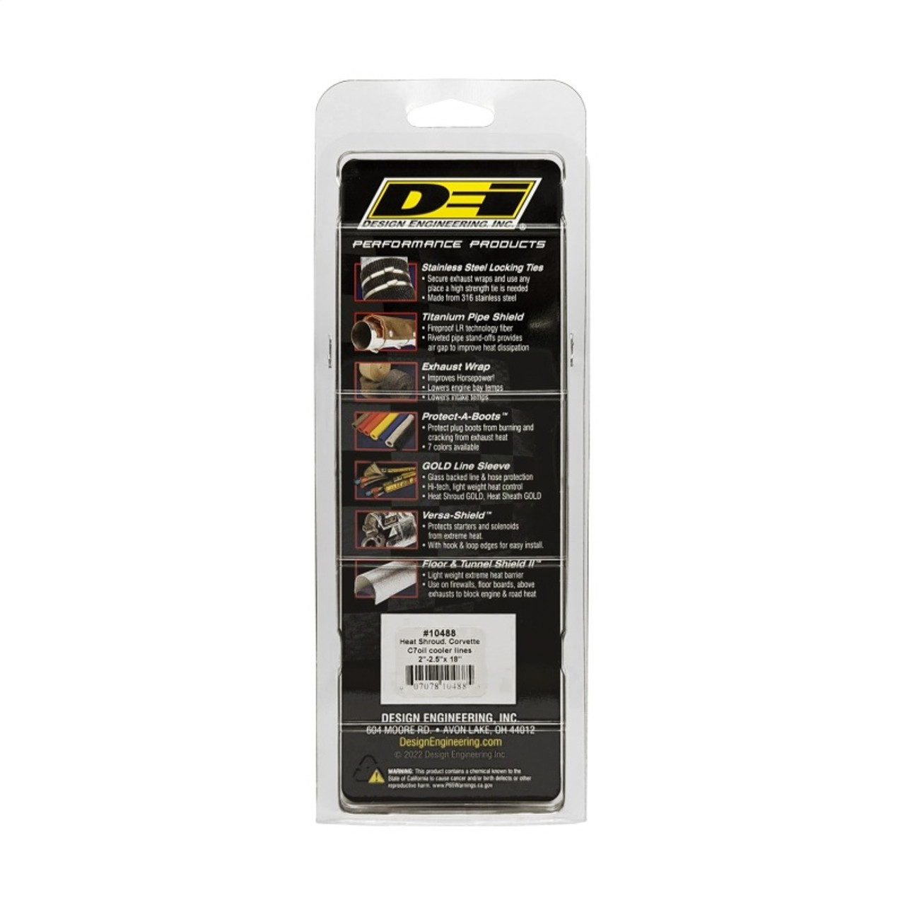 DEI Corvette C7 Oil Cooler Line Sleeves 2in - 2-1/2in x 18in Heat Shroud - 10488