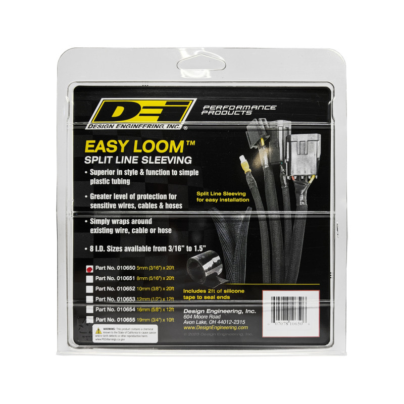 DEI Split Wire Sleeve Easy Loom 5mm-3/16in x 20 Black - 10650