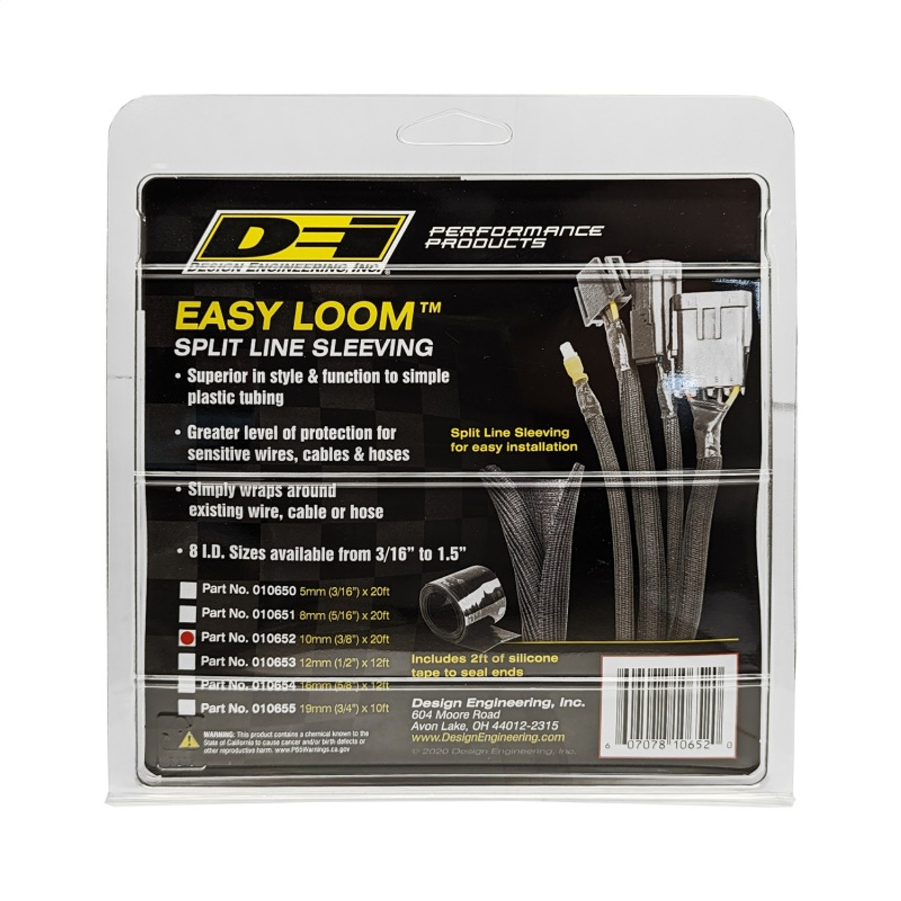 DEI Split Wire Sleeve Easy Loom 10mm-3/8in x 20 Black - 10652