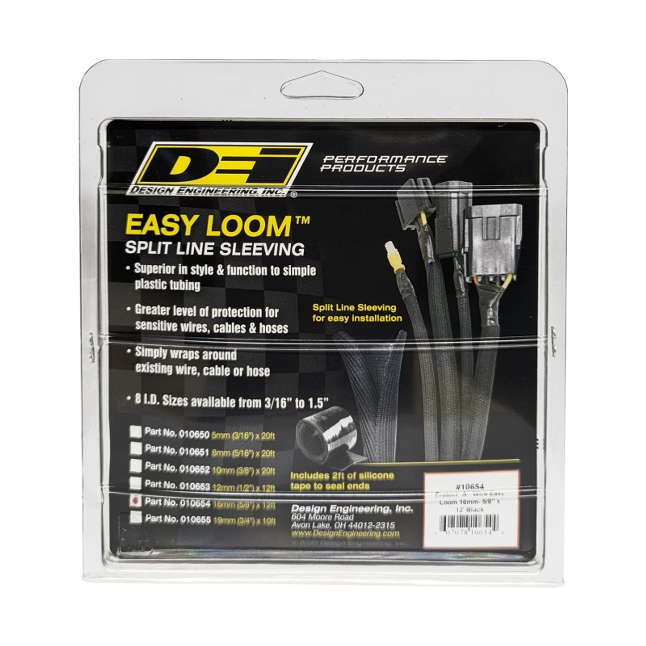 DEI Split Wire Sleeve Easy Loom 16mm-5/8in x 12 Black - 10654