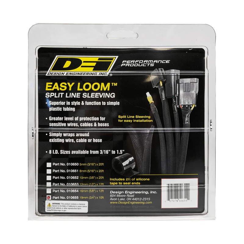 DEI Split Wire Sleeve Easy Loom 19mm-3/4in x 10 Black - 10655