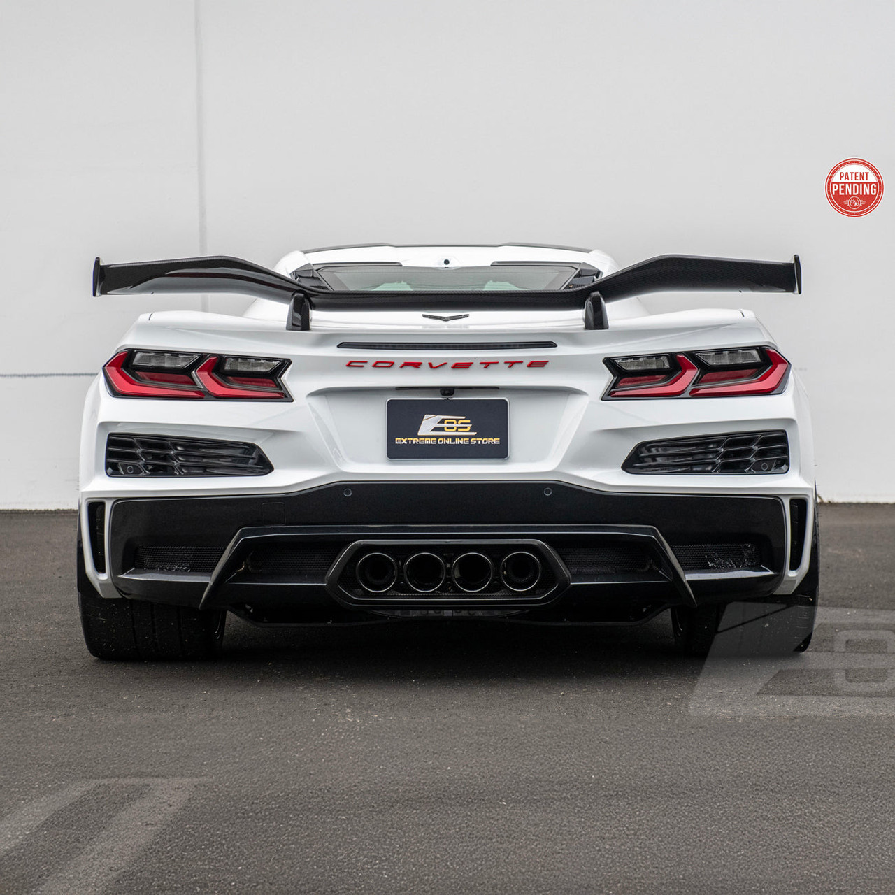 EOS Rear High Wing Spoiler - Carbon Fiber - C8 Corvette Z06 (SPOILER-703-BKCF)