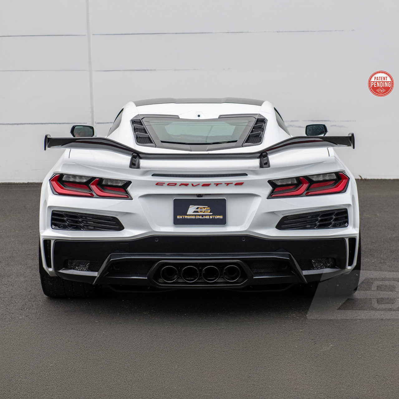 EOS Rear High Wing Spoiler - Carbon Fiber - C8 Corvette Z06 (SPOILER-703-BKCF)