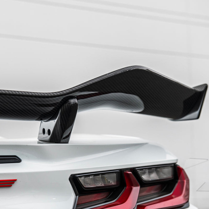 EOS Rear High Wing Spoiler - Carbon Fiber - C8 Corvette Z06 (SPOILER-703-BKCF)