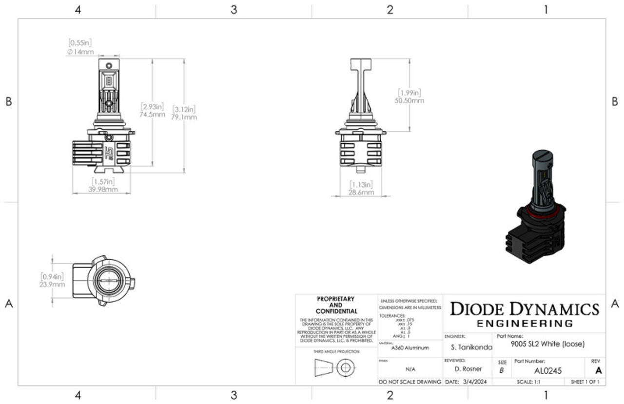 Diode Dynamics 9005/9011/H10 Yellow SL2 LED Bulb (one) - DD0464S