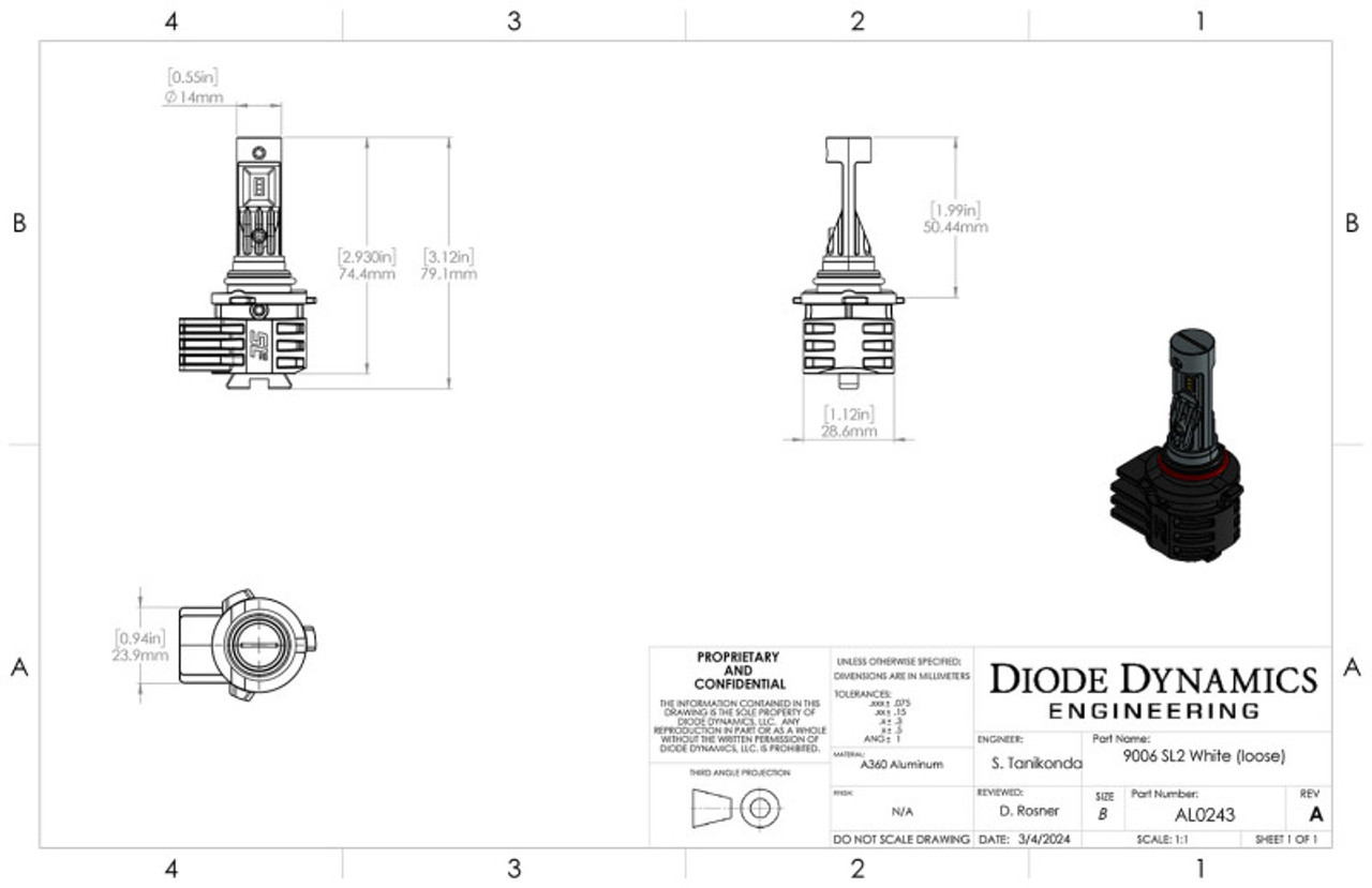 Diode Dynamics 9006/9012 Yellow SL2 LED Bulb (one) - DD0466S