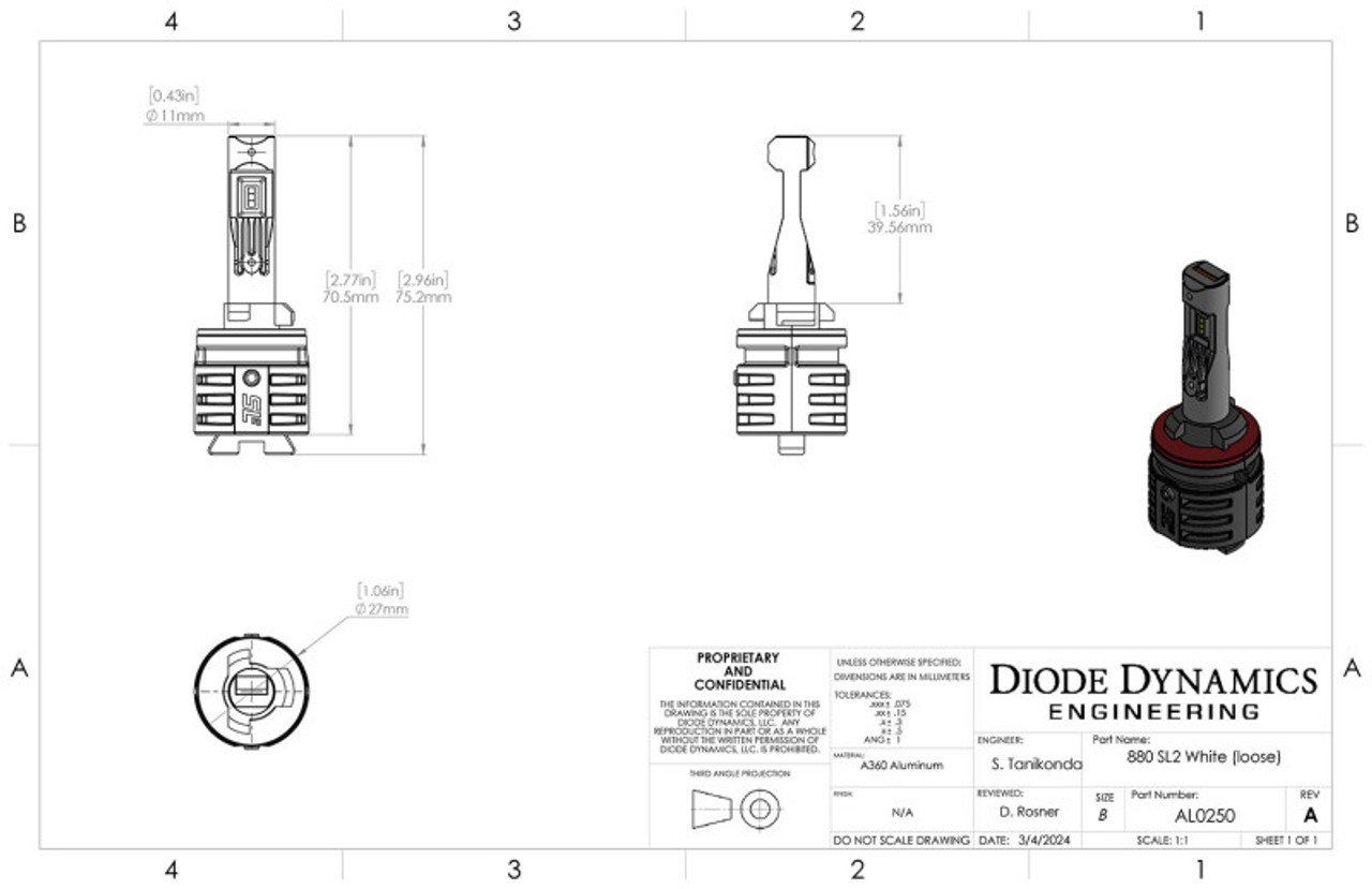 Diode Dynamics 880/881 Yellow SL2 LED Bulb (one) - DD0476S