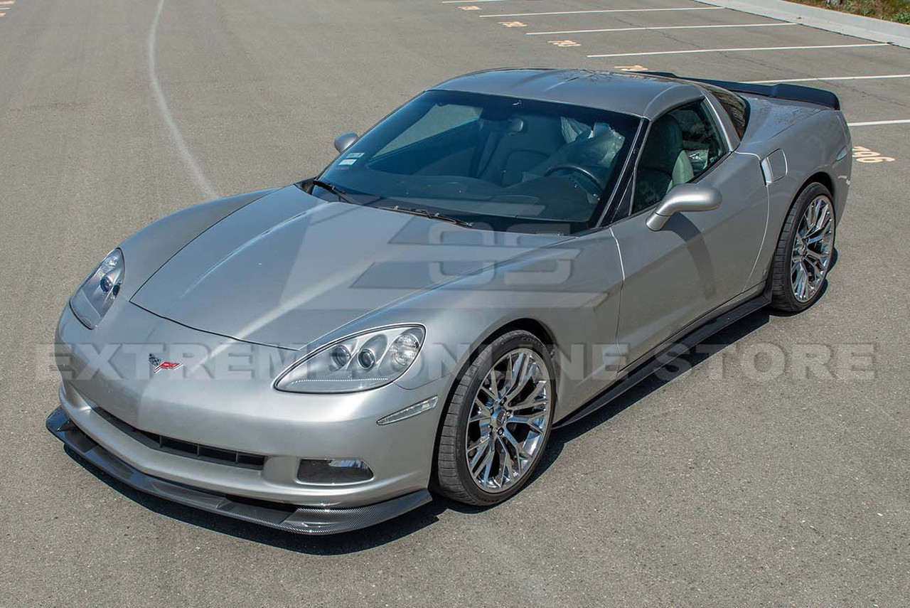 EOS ZR1 Style Extended Front Splitter - Hydro-Dipped Carbon - C6 Corvette Base