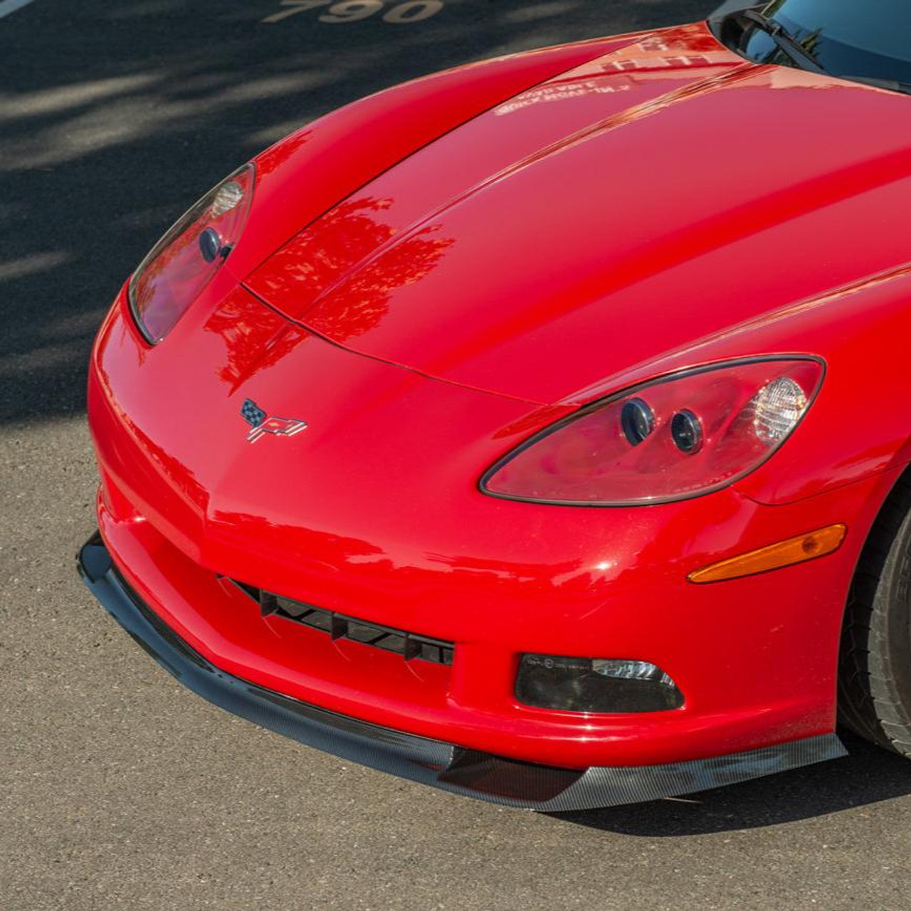 EOS ZR1 Style Front Splitter - Hydro-Dipped Carbon - C6 Corvette Base