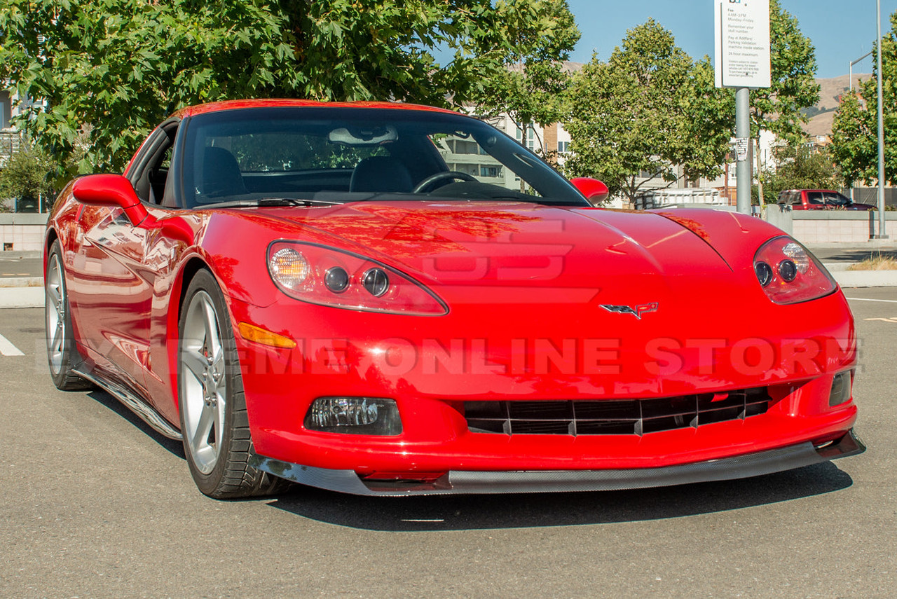 EOS ZR1 Style Front Splitter - Hydro-Dipped Carbon - C6 Corvette Base