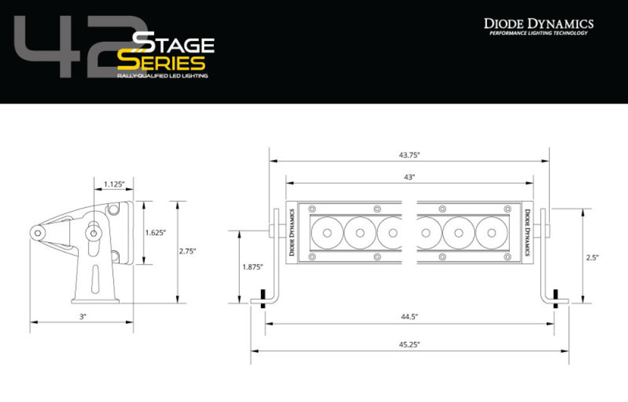 Diode Dynamics 42 In LED Light Bar Single Row Straight - Amber Combo Each Stage Series - DD5056