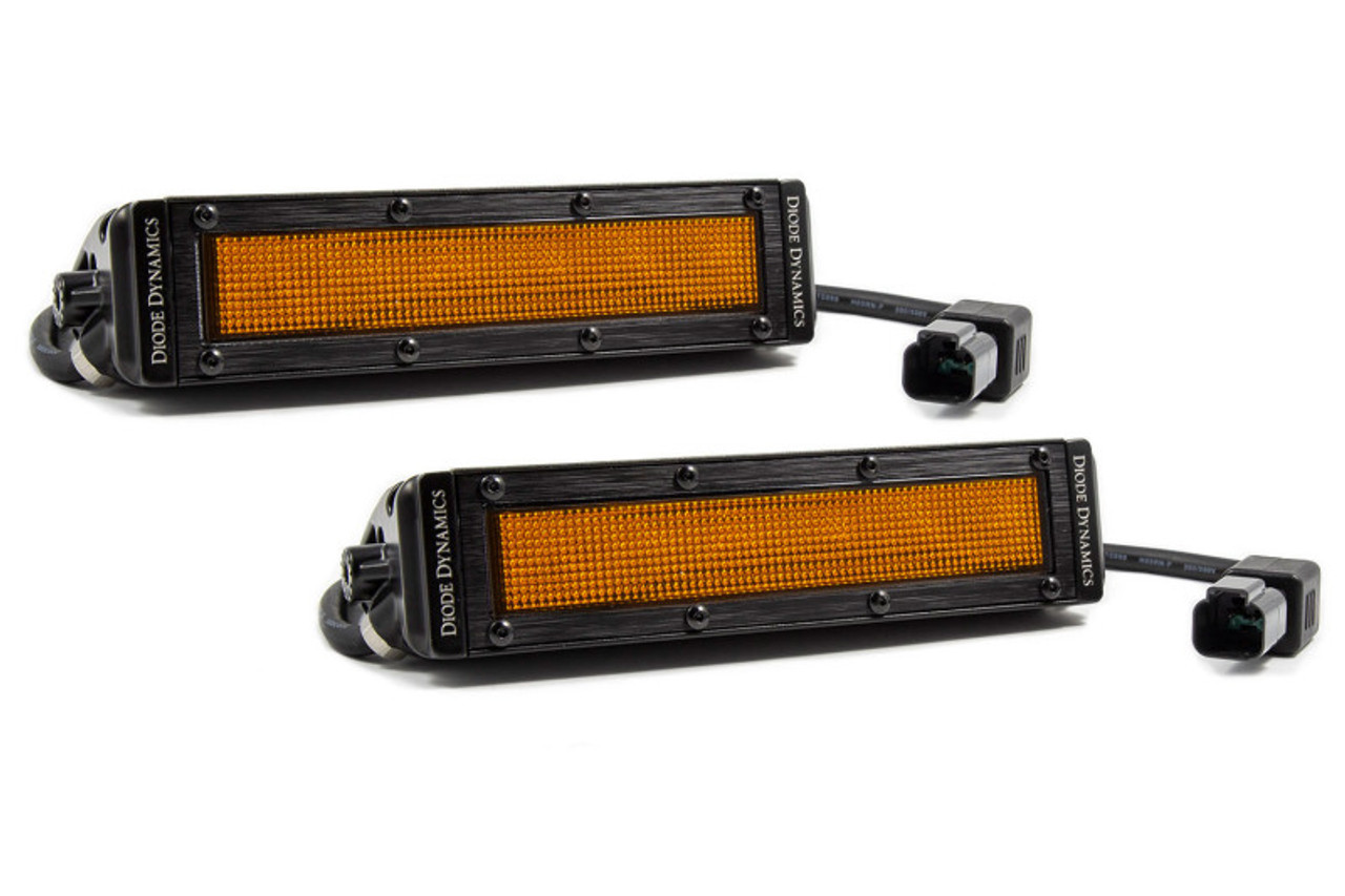 Diode Dynamics 6 In LED Light Bar - Amber Flood Stealth (Pair) - DD6040P
