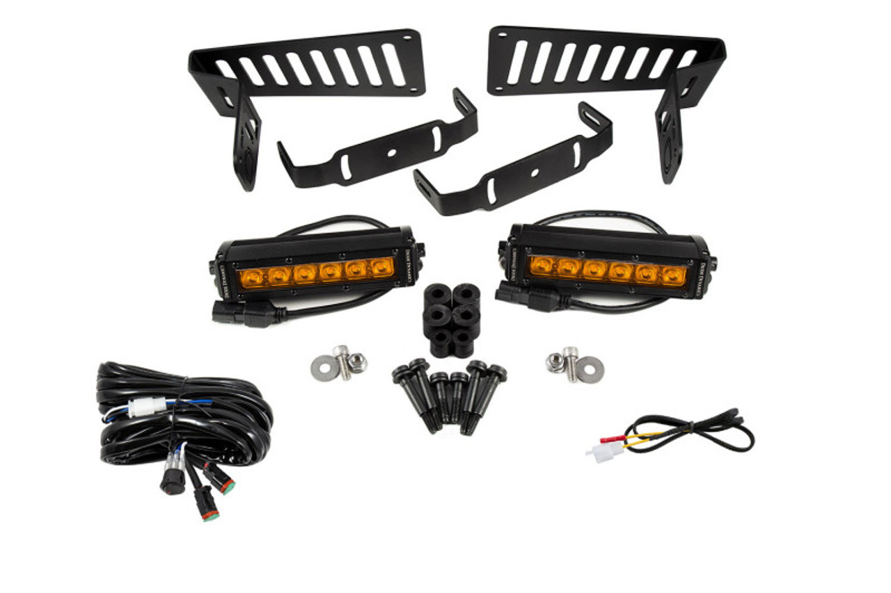 Diode Dynamics 18-21 Jeep JL Wrangler/Gladiator SS6 Cowl LED Bracket Kit - Amber Driving - DD6094