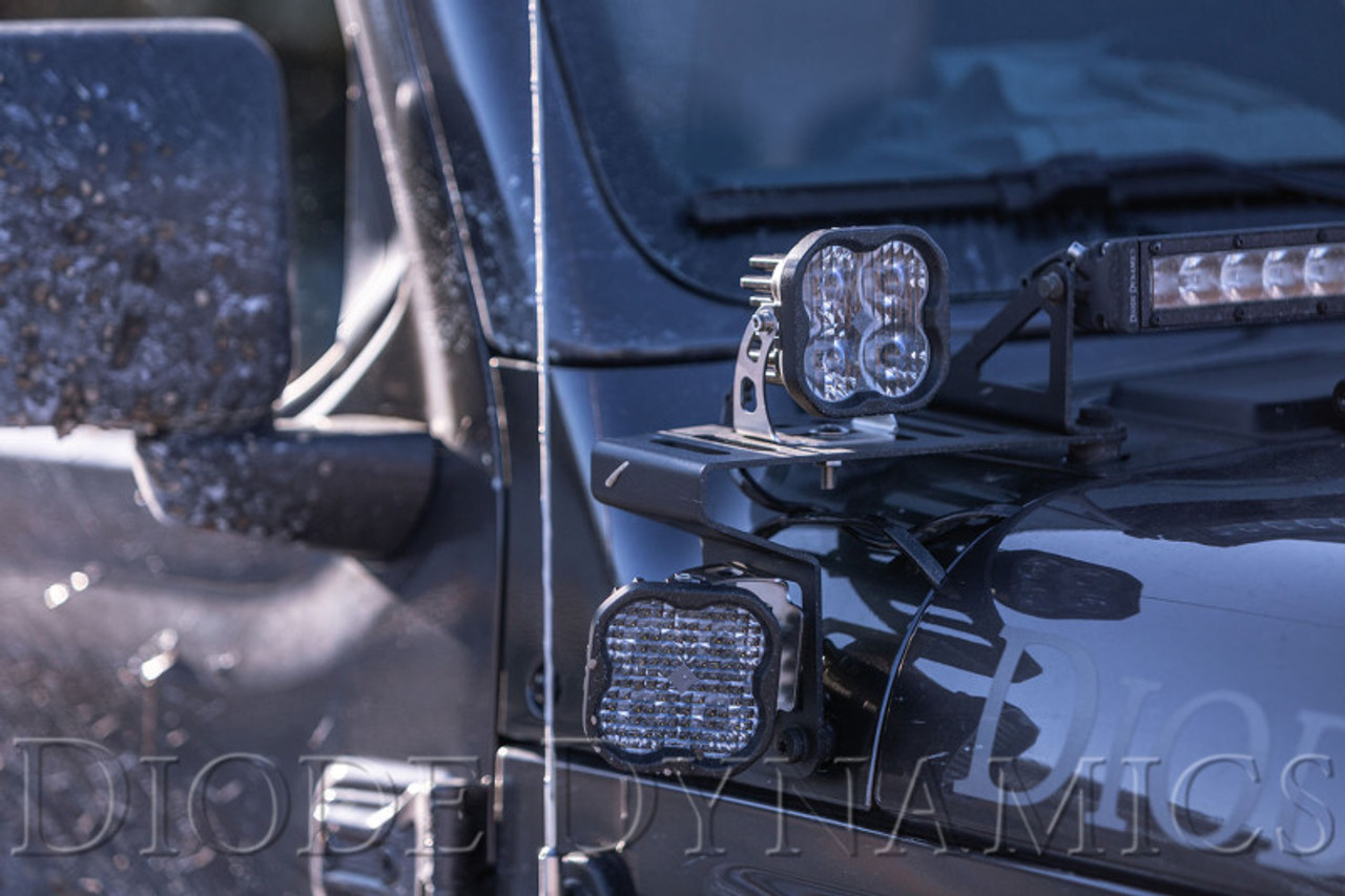 Diode Dynamics 18-21 Jeep JL Wrangler/Gladiator SS6 Cowl LED Bracket Kit - Amber Driving - DD6094