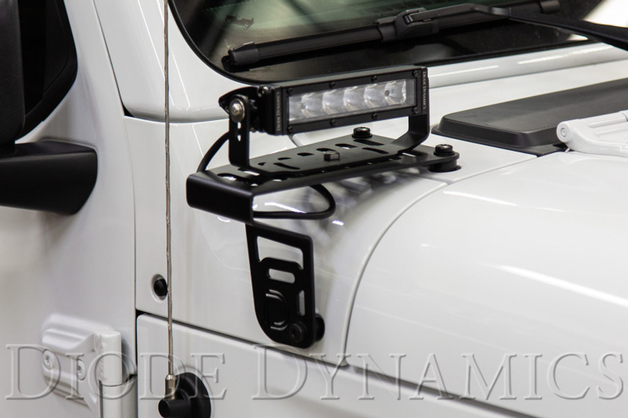 Diode Dynamics 18-21 Jeep JL Wrangler/Gladiator SS6 Cowl LED Bracket Kit - Amber Driving - DD6094