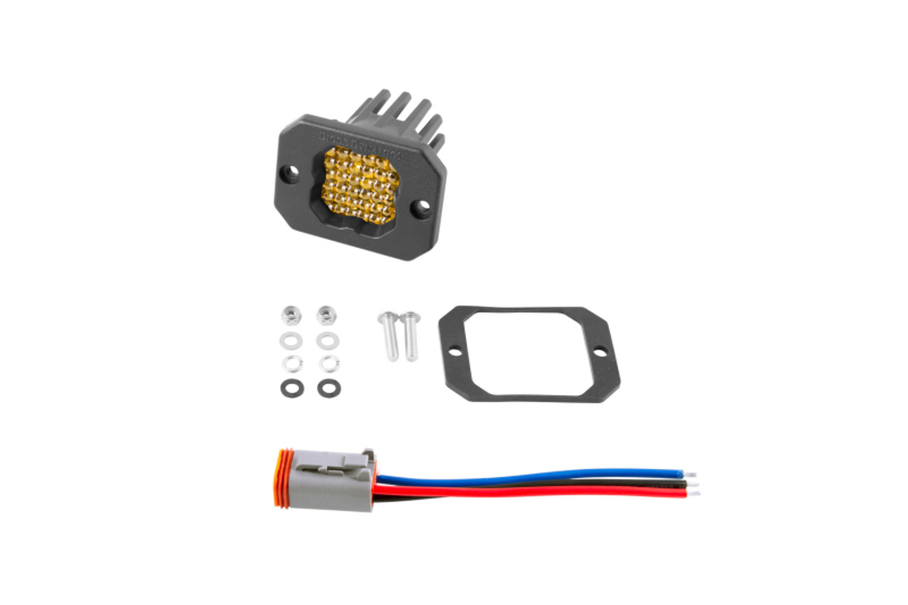 Diode Dynamics Stage Series C1 LED Pod Sport - Yellow Flood Flush ABL Each - DD6473S