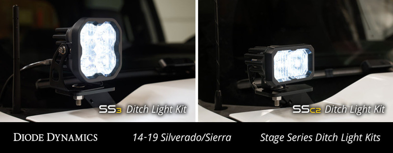 Diode Dynamics 14-19 Silverado/Sierra SSC2 LED Ditch Light Kit - Pro White Combo - DD6661