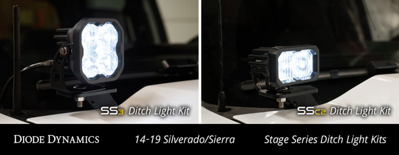 Diode Dynamics 14-19 Silverado/Sierra SSC2 LED Ditch Light Kit - Yellow Pro Combo - DD6662