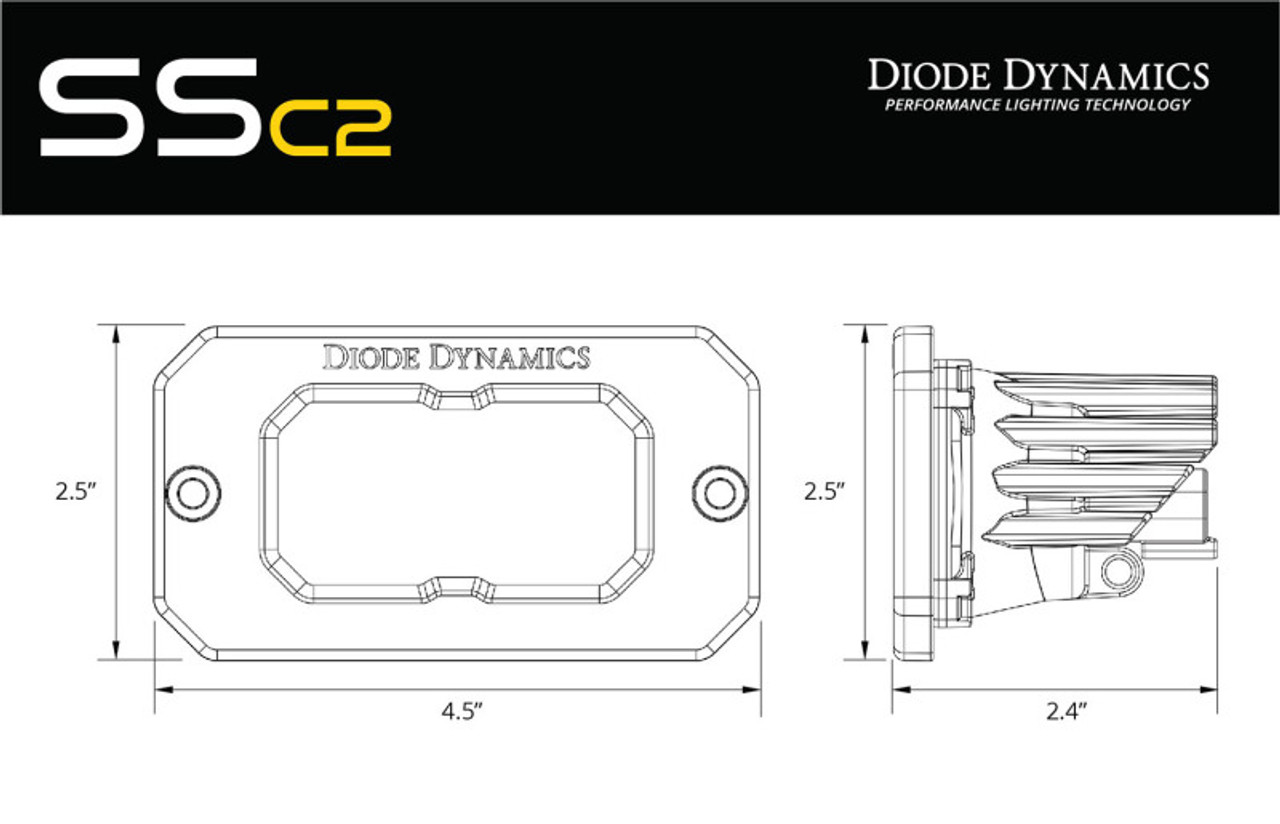 Diode Dynamics Stage Series 2in LED Pod Sport - Yellow Combo Flush ABL (Pair) - DD6730P