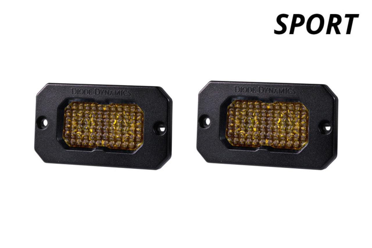 Diode Dynamics Stage Series 2in LED Pod Sport - Yellow Combo Flush ABL (Pair) - DD6730P