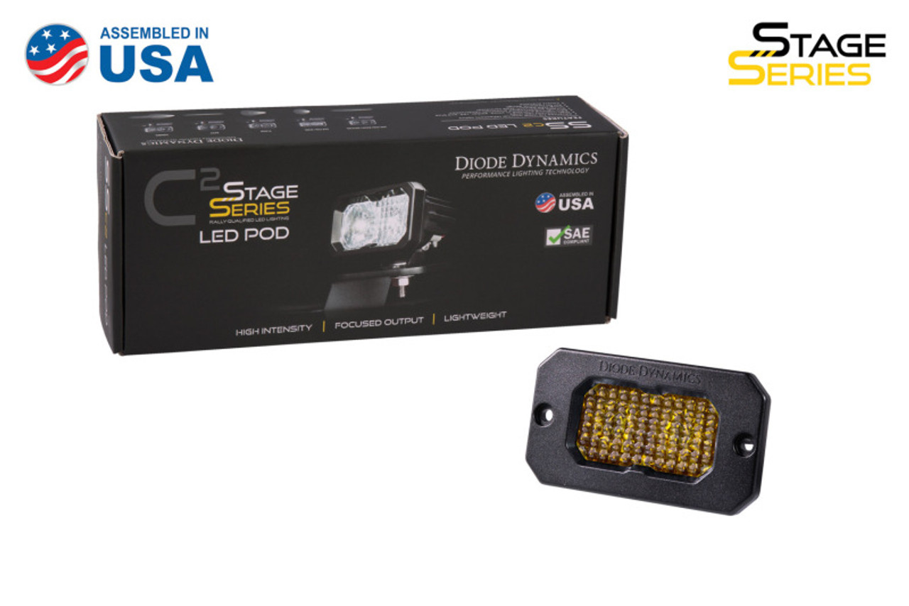 Diode Dynamics Stage Series 2in LED Pod Sport - Yellow Combo Flush ABL (Single) - DD6730S