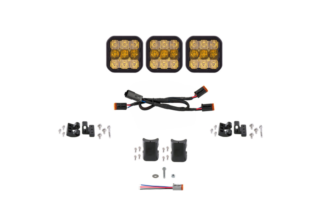Diode Dynamics SS5 Sport Universal CrossLink 3-Pod Lightbar - Yellow Combo - DD6793