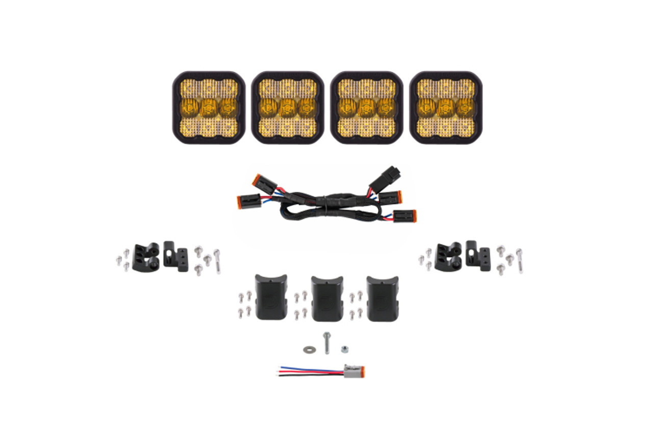 Diode Dynamics SS5 Sport Universal CrossLink 4-Pod Lightbar - Yellow Combo - DD6795