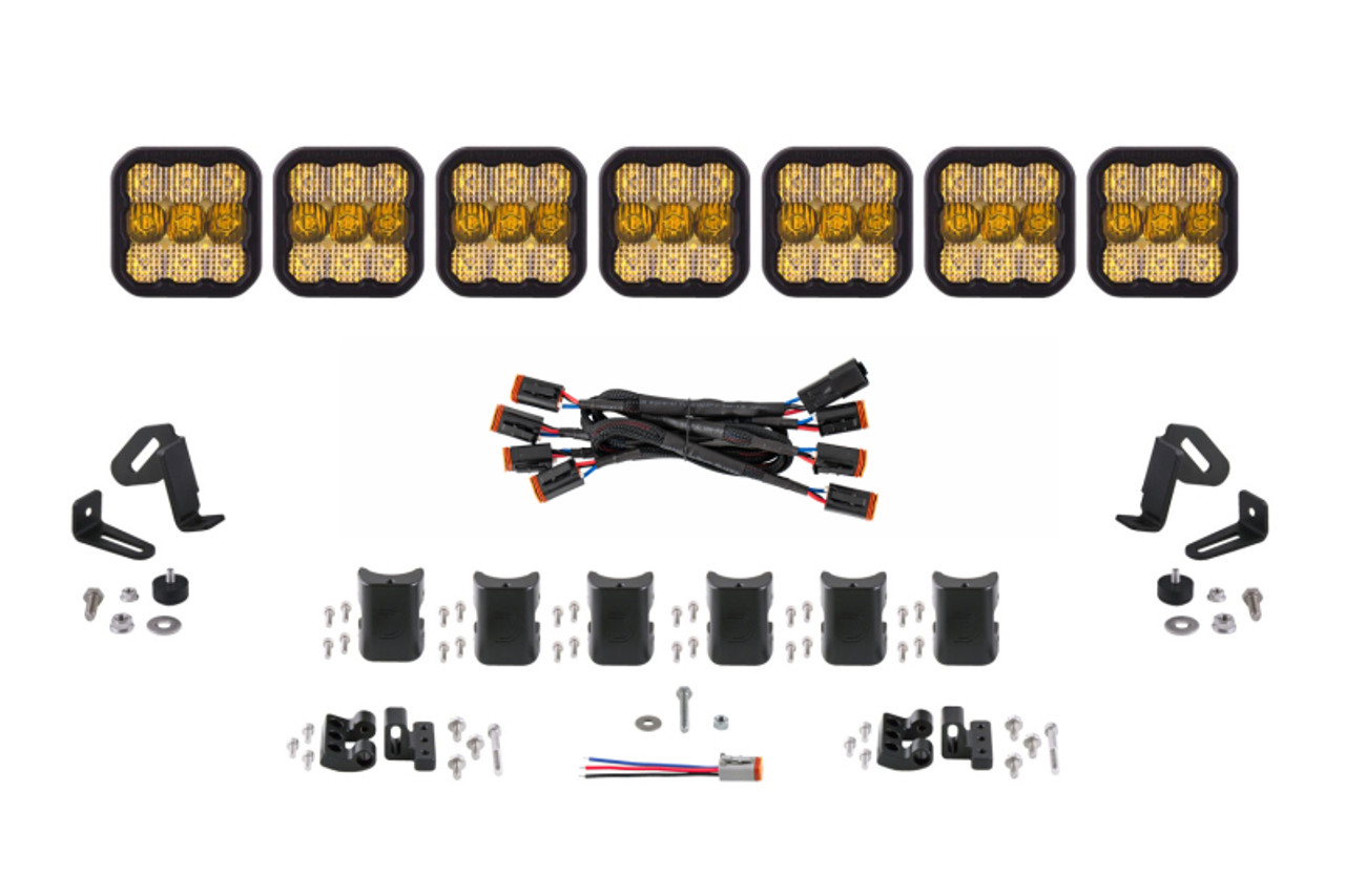 Diode Dynamics SS5 Sport Universal CrossLink 7-Pod Lightbar - Yellow Combo - DD6801