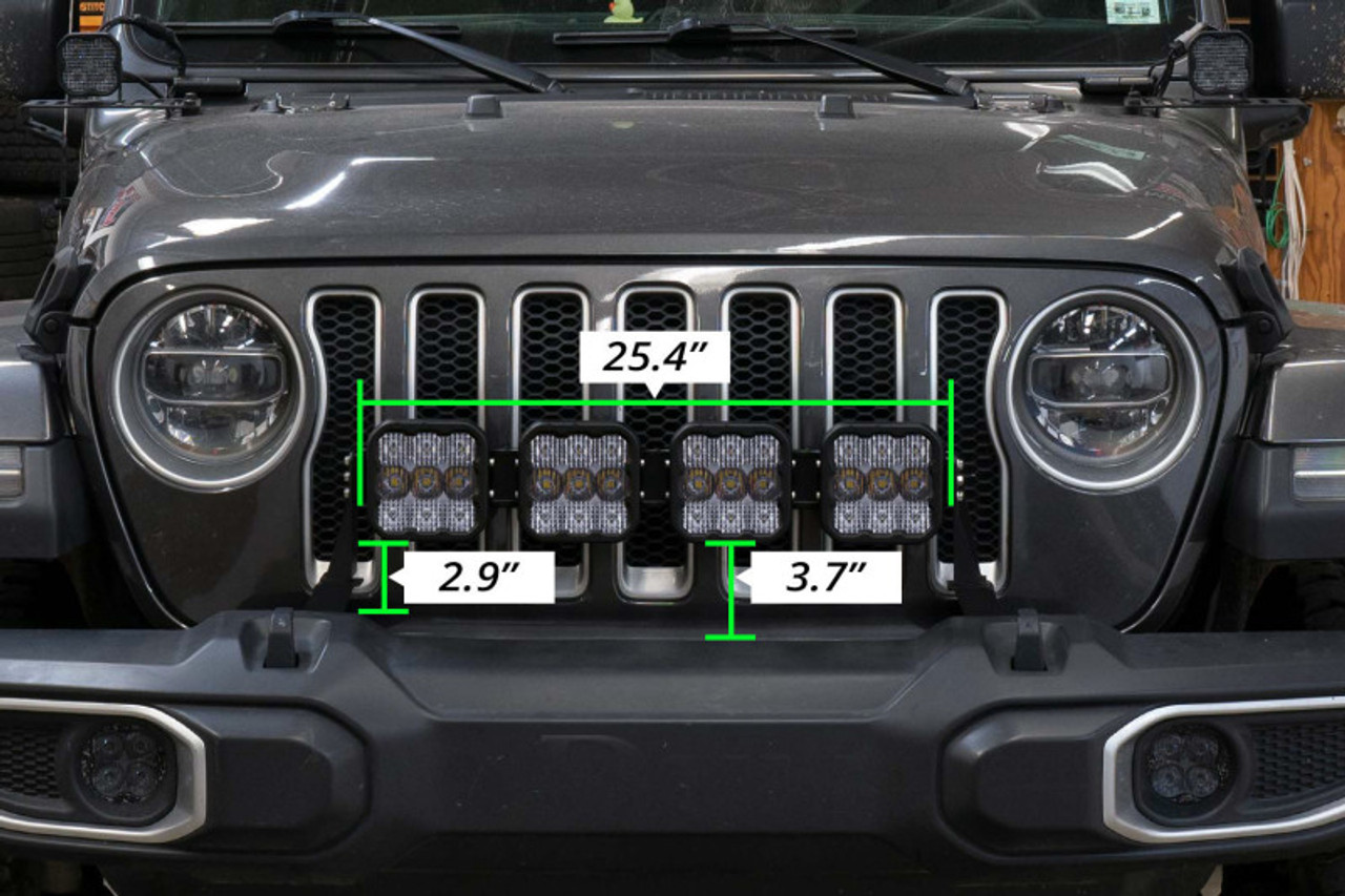 Diode Dynamics Jeep JL SS5 4-Pod CrossLink Grille Lightbar Kit Sport - Yellow Combo - DD6827