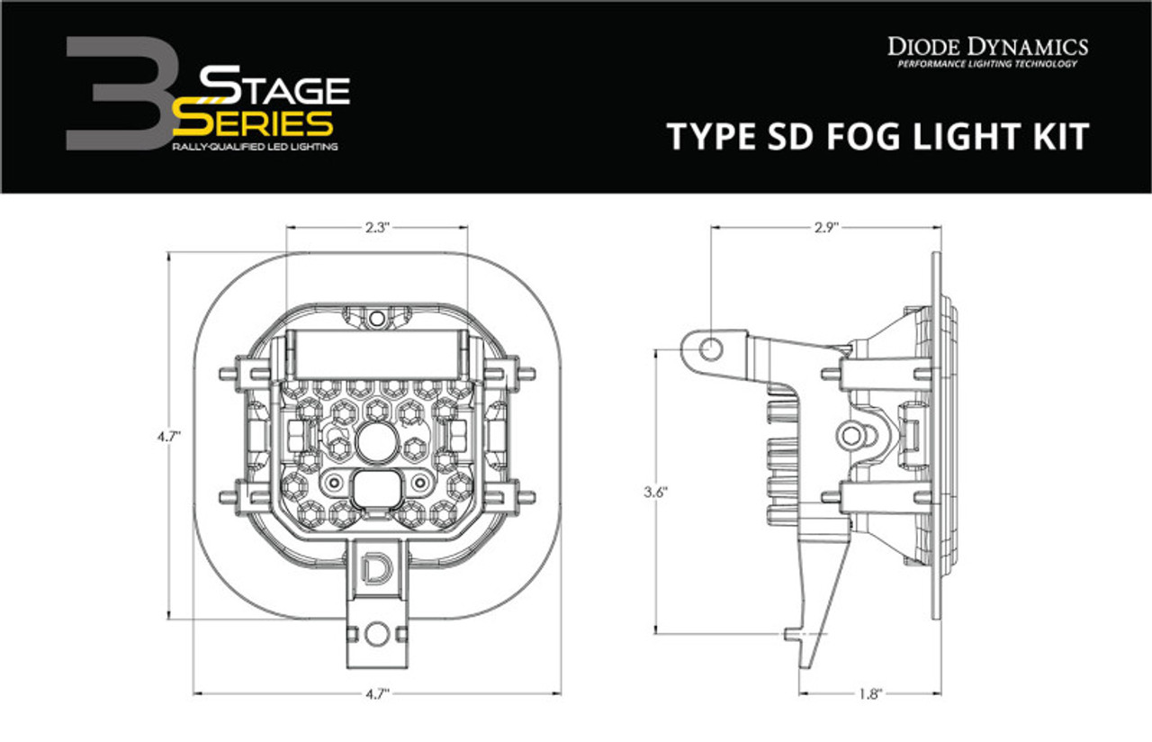 Diode Dynamics SS3 Max Type SD Kit ABL - Yellow SAE Fog - DD7098
