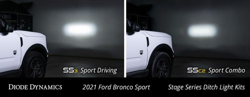 Diode Dynamics 2021 Ford Bronco Sport Stage Series 2in LED Ditch Light Kit - Pro White Combo - DD7144