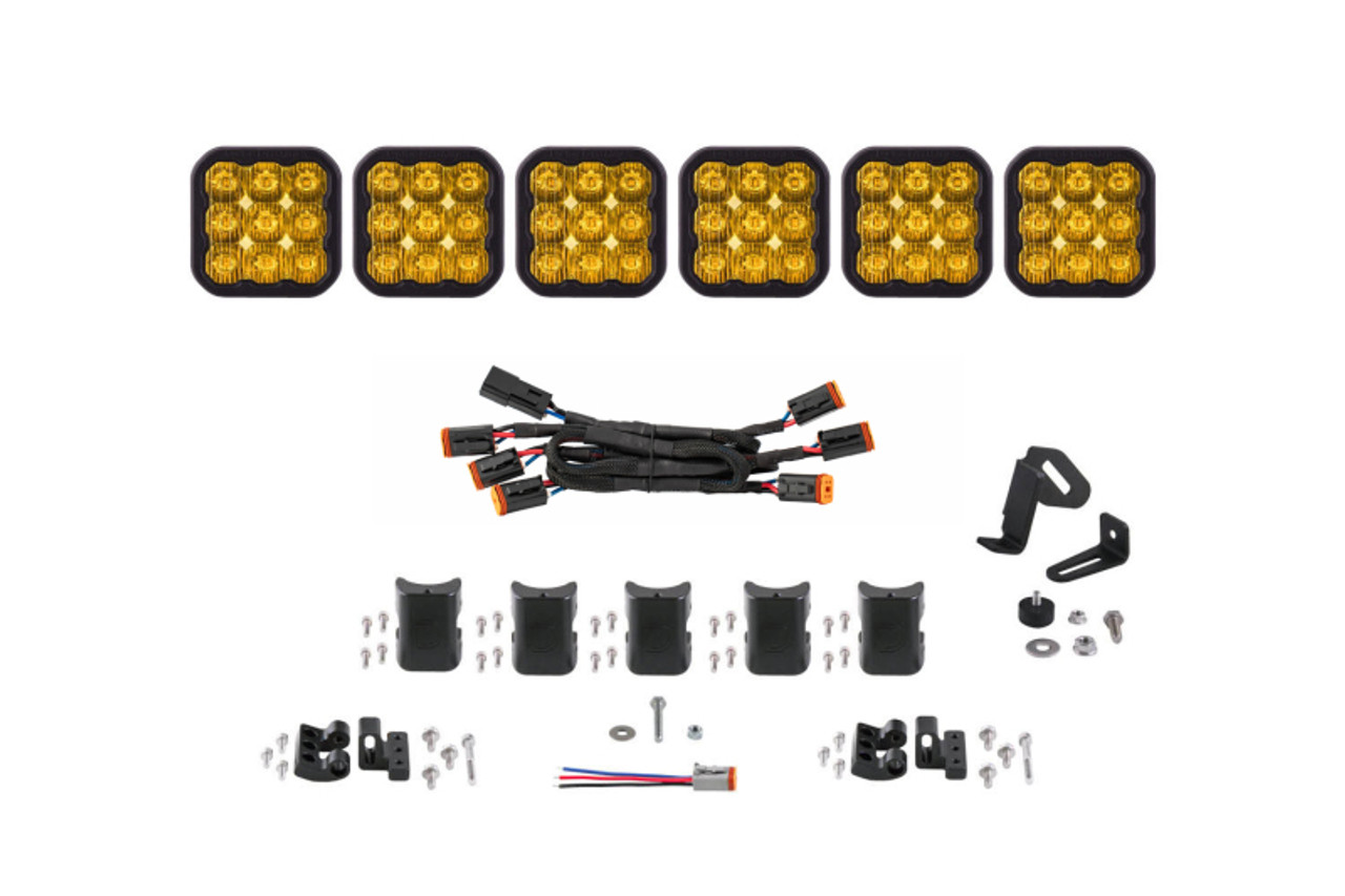 Diode Dynamics SS5 Sport Universal CrossLink 6-Pod Lightbar - Yellow Driving - DD7211