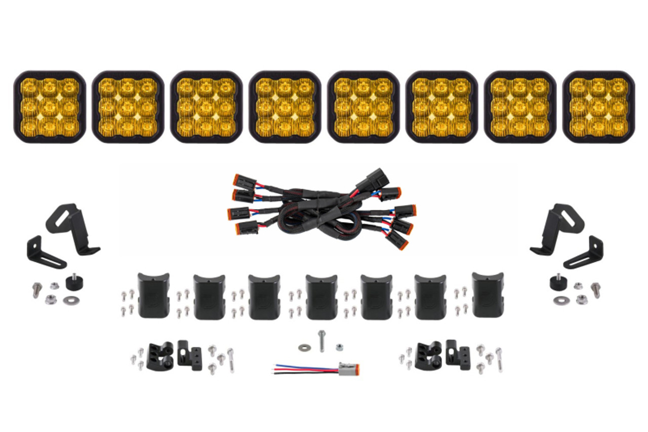 Diode Dynamics SS5 Sport Universal CrossLink 8-Pod Lightbar - Yellow Driving - DD7215