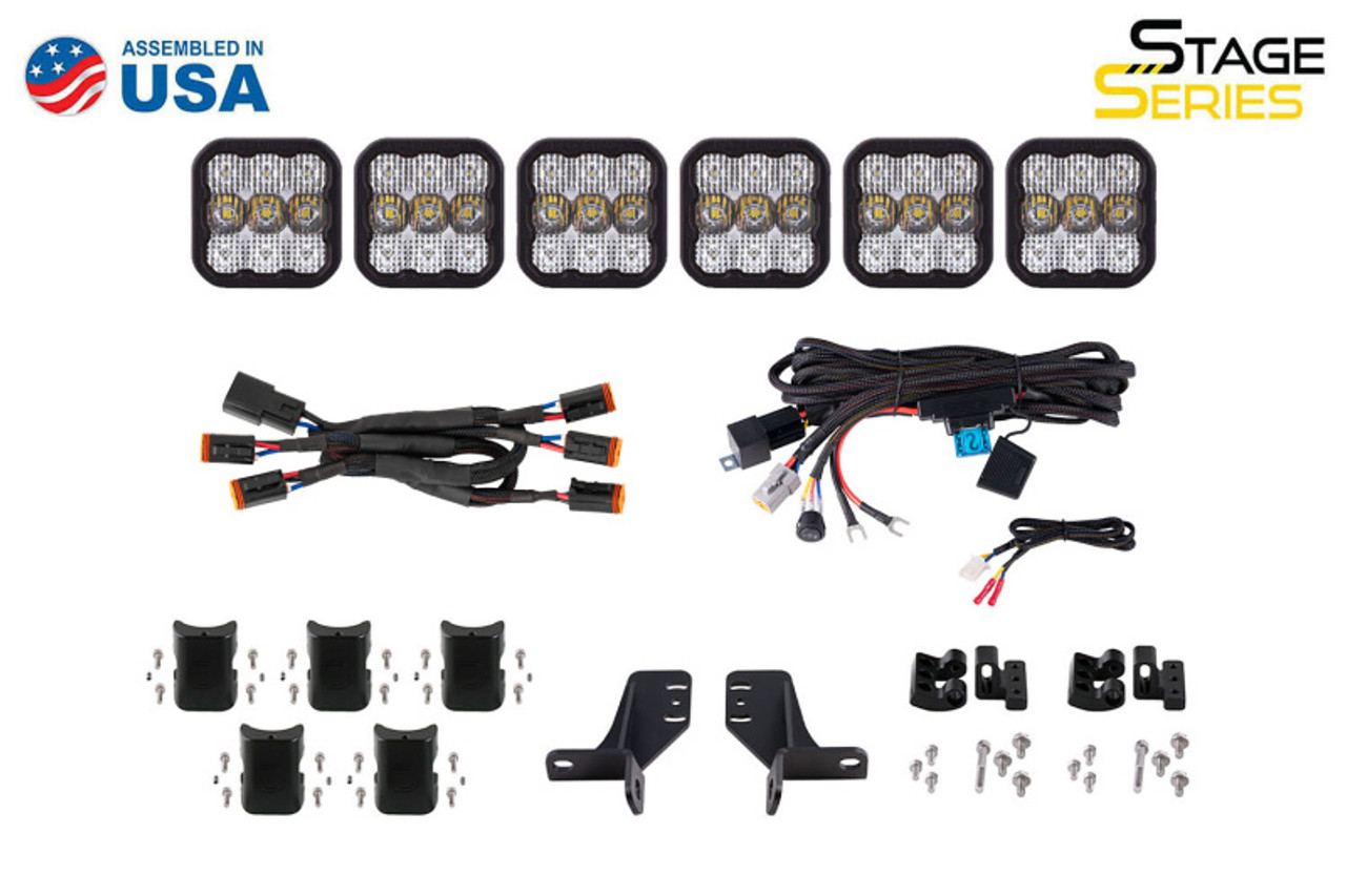 Diode Dynamics Bronco SS5 6-Pod CrossLink Grille Lightbar Kit Sport - White Combo - DD7235