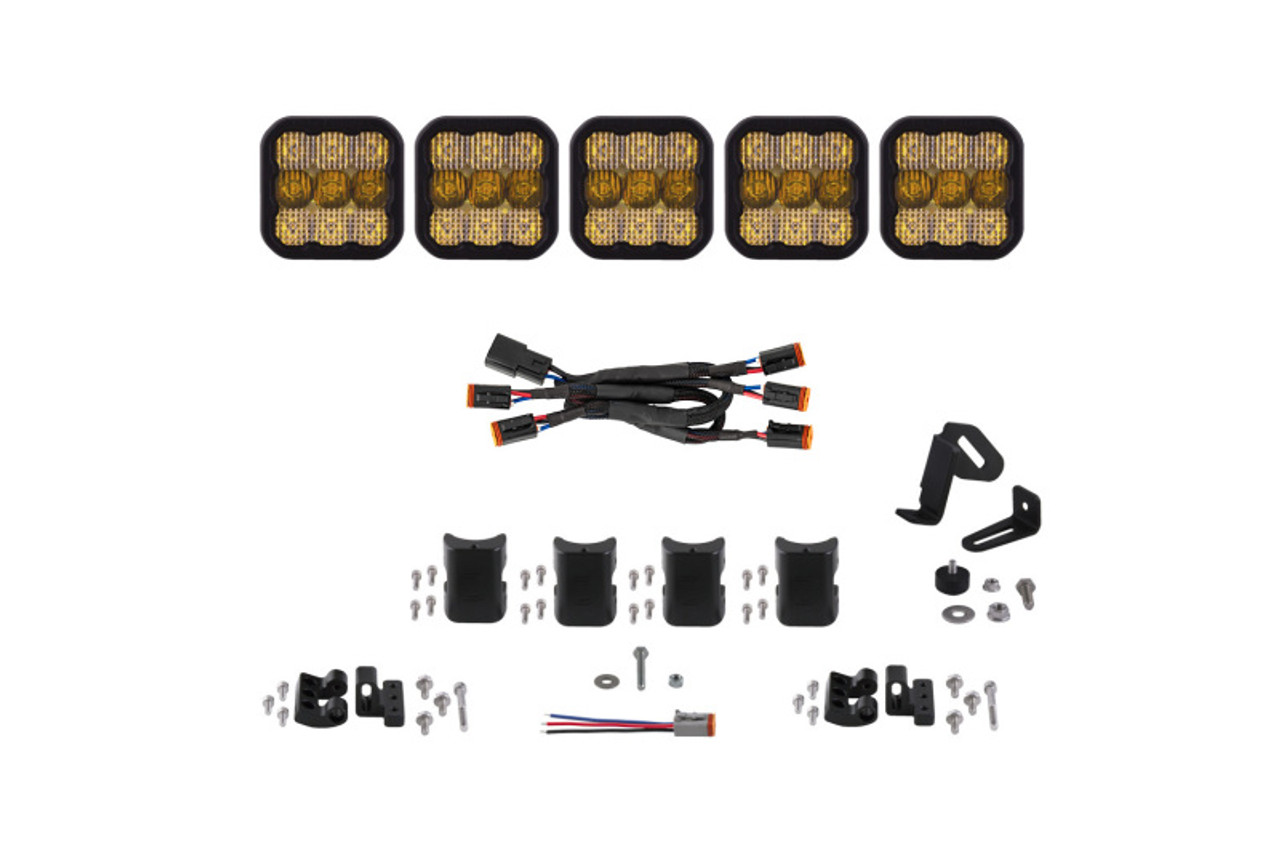 Diode Dynamics SS5 Pro Universal CrossLink 5-Pod Lightbar - Yellow Combo - DD7243