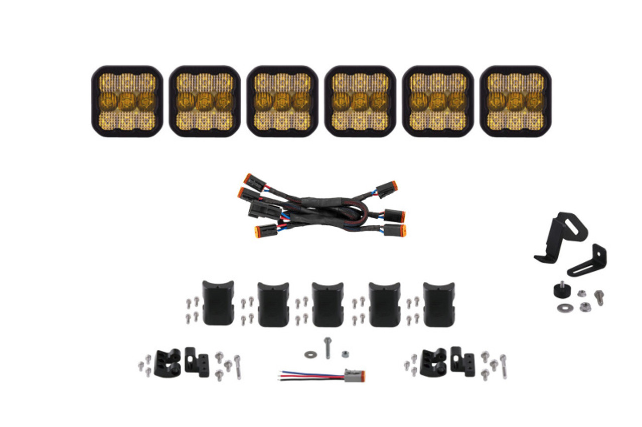 Diode Dynamics SS5 Pro Universal CrossLink 6-Pod Lightbar - Yellow Combo - DD7245
