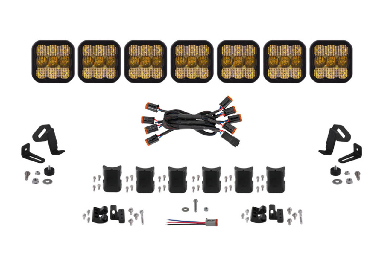 Diode Dynamics SS5 Pro Universal CrossLink 7-Pod Lightbar - Yellow Combo - DD7247