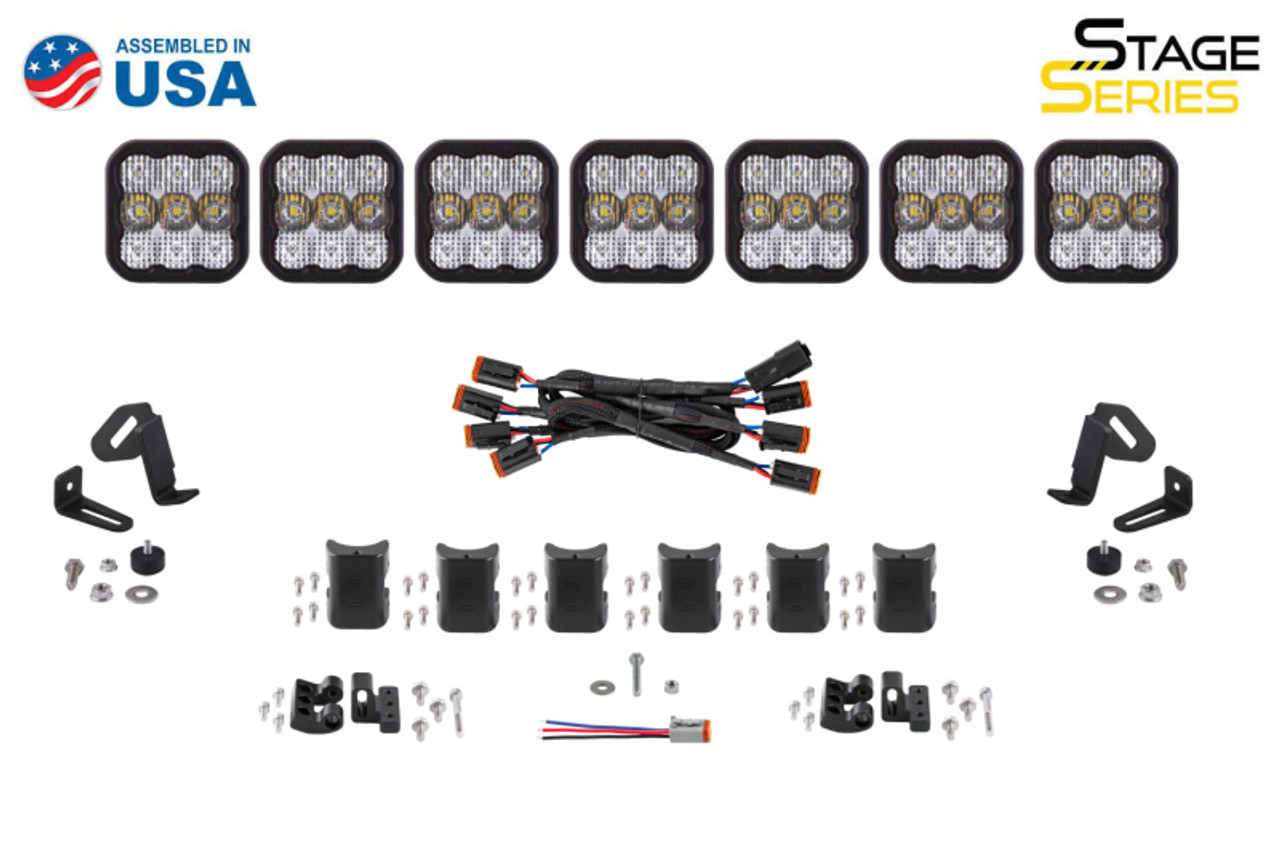 Diode Dynamics SS5 Pro Universal CrossLink 7-Pod Lightbar - Yellow Combo - DD7247