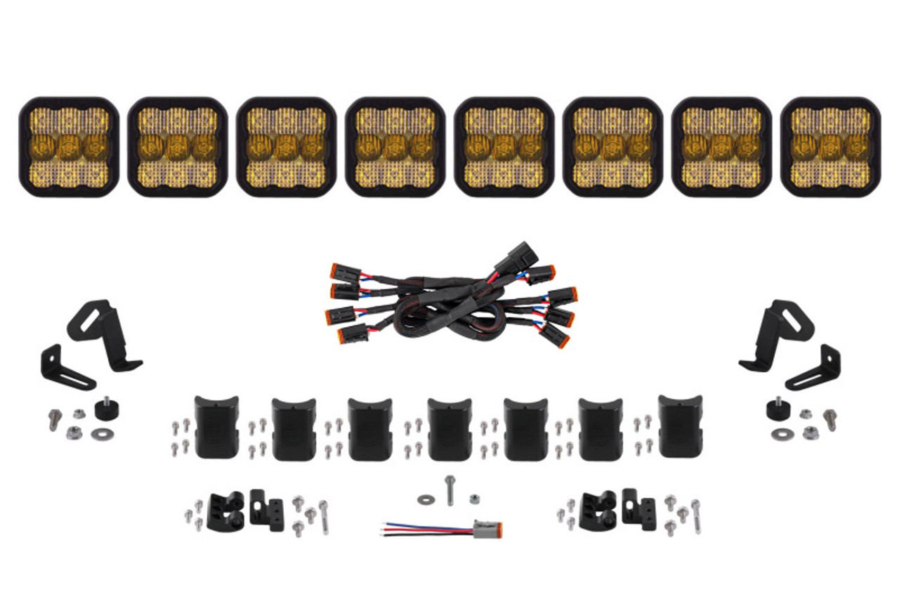 Diode Dynamics SS5 Pro Universal CrossLink 8-Pod Lightbar - Yellow Combo - DD7249