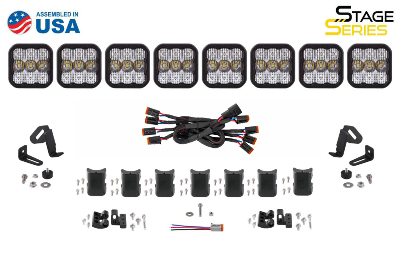 Diode Dynamics SS5 Pro Universal CrossLink 8-Pod Lightbar - Yellow Combo - DD7249