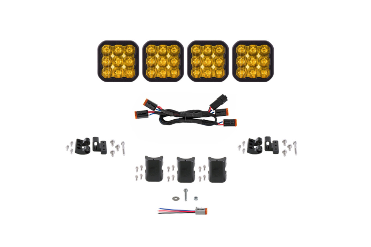 Diode Dynamics SS5 Pro Universal CrossLink 4-Pod Lightbar - Yellow Driving - DD7253