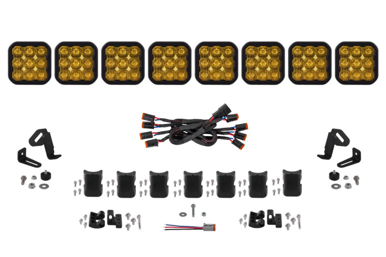 Diode Dynamics SS5 Pro Universal CrossLink 8-Pod Lightbar - Yellow Driving - DD7261