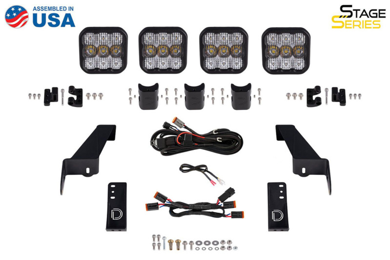 Diode Dynamics Jeep JL SS5 4-Pod CrossLink Grille Lightbar Kit Pro - Yellow Combo - DD7269