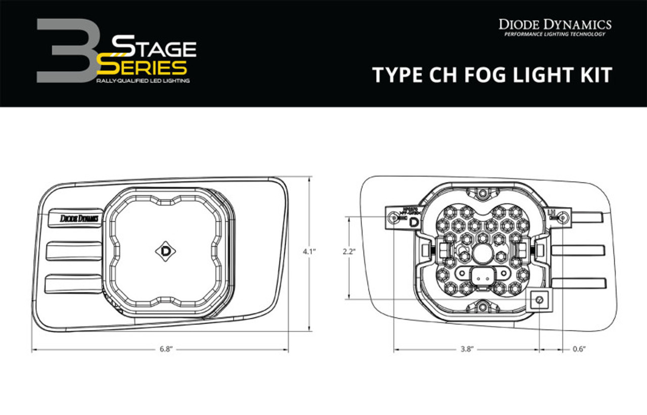 Diode Dynamics SS3 Type CH LED Fog Light Kit Pro ABL - White SAE Driving - DD7304