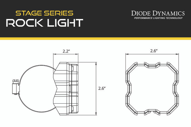 Diode Dynamics Stage Series Rock Light Tube Mount Adapter Kit (one) - DD7464