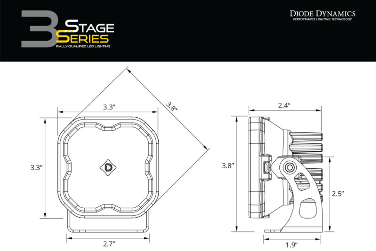 Diode Dynamics SS3 LED Bumper 2 In Roll Bar Kit Sport - Yellow Combo (Pair) - DD7713