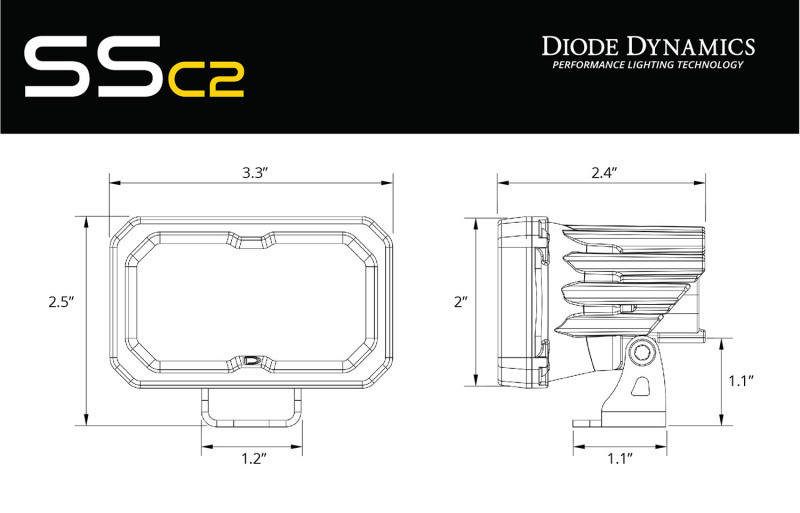 Diode Dynamics Stage Series 1 1/4 In Roll Bar Chase Light Kit SSC2 Pro - Yellow (Pair) - DD7729