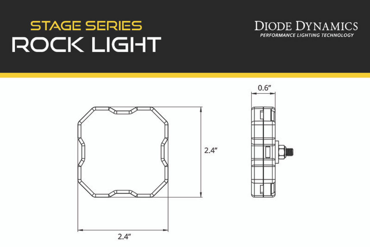 Diode Dynamics Stage Series SXS Rock Light Installer Kit - RGBW M8 w/Controller (8-pack) - DD7753C