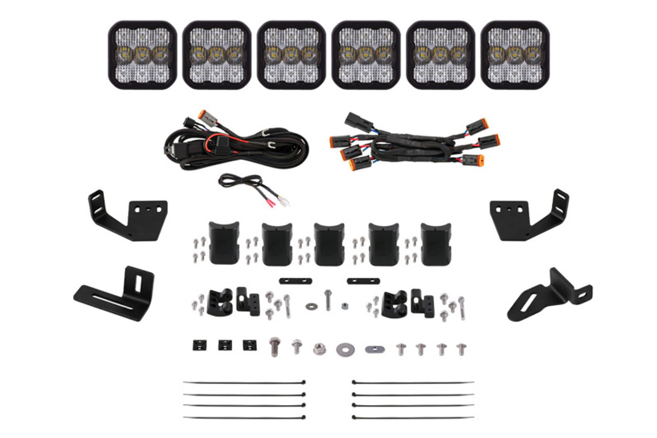 Diode Dynamics Prinsu/Sherpa Roof Racks SS5 6-Pod CrossLink Mounting Kit - Sport White Combo - DD7816